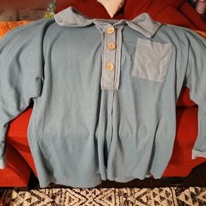 Blue Women's SleepShirt with Buttons